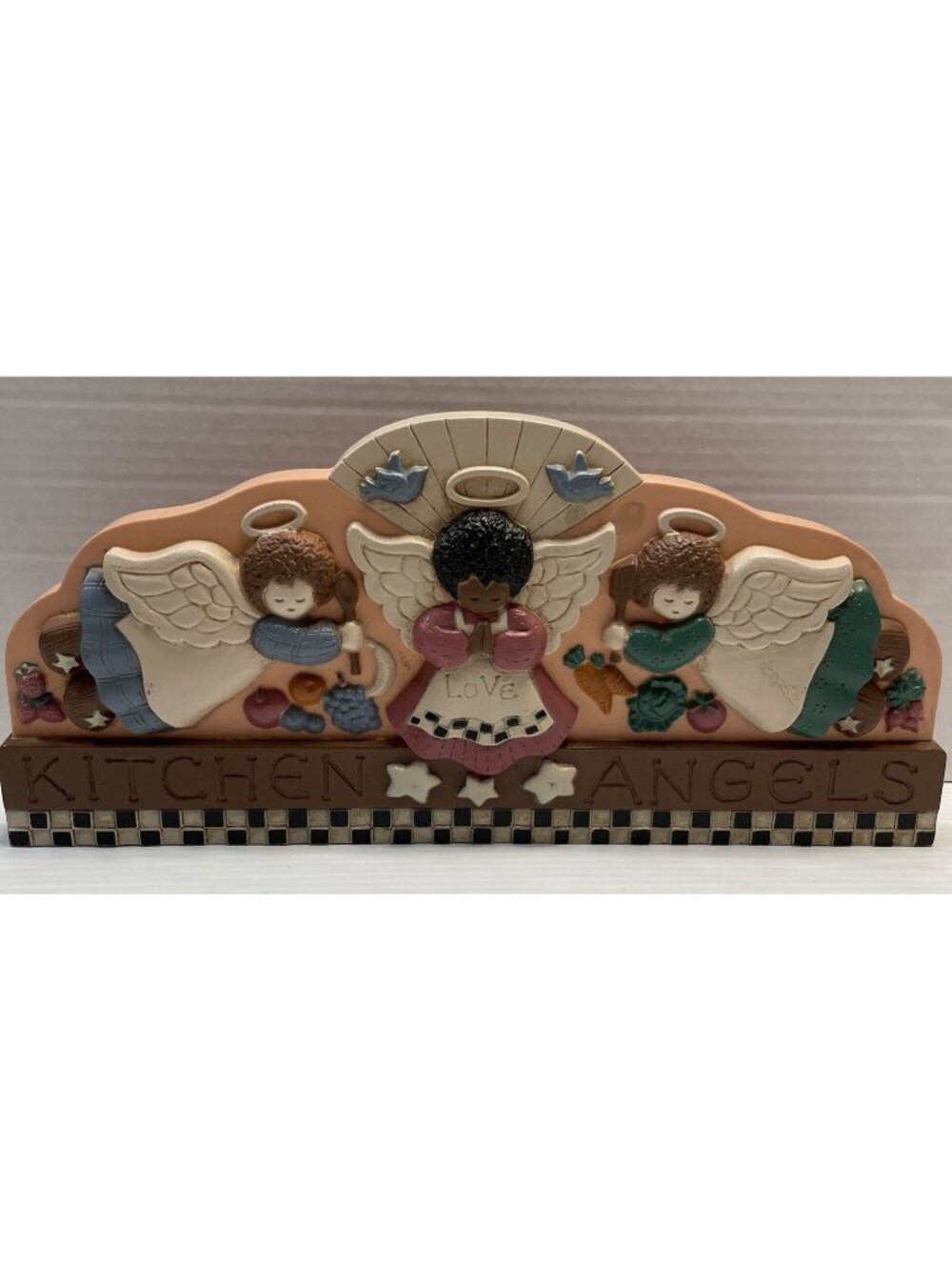 Home Interiors Kitchen Angels 1999 Vintage Wall Art Fruit Veggies Doves - EUC